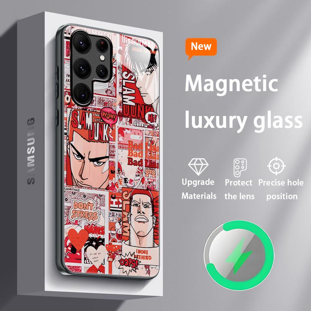 The First Slam dunk Anime Hot Phone Case For Samsung S25 S24 S23 S22 S21 S20 Plus Ultra Note20 Glass Magnetic Case
