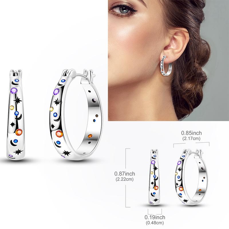 925 Silver Hoop Earring Moon Sun Earring Pendent Zircon Heart Shape Star Eardrop For Women Girl Making Jewelry