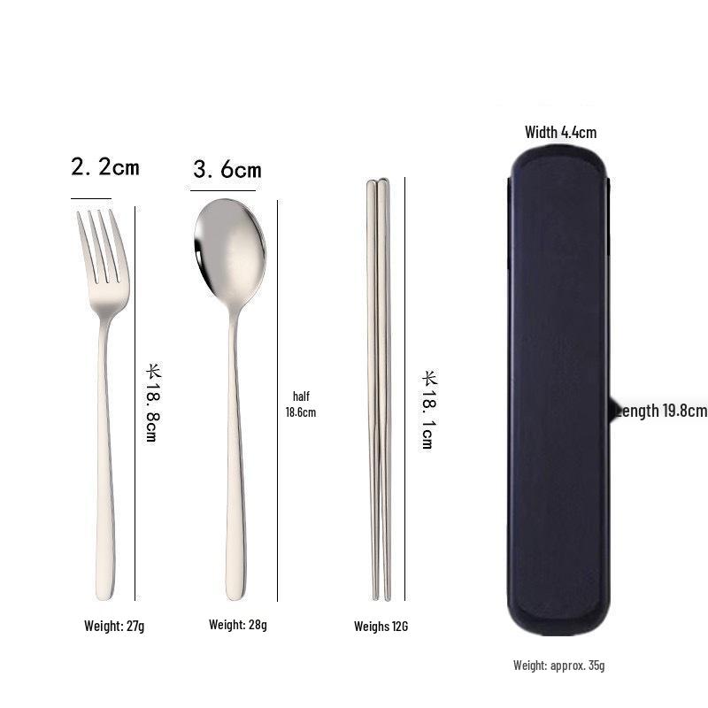 Portable Stainless Steel Cutlery Set: Fork, Spoon & Chopsticks - Ideal for Students & Outdoor Use