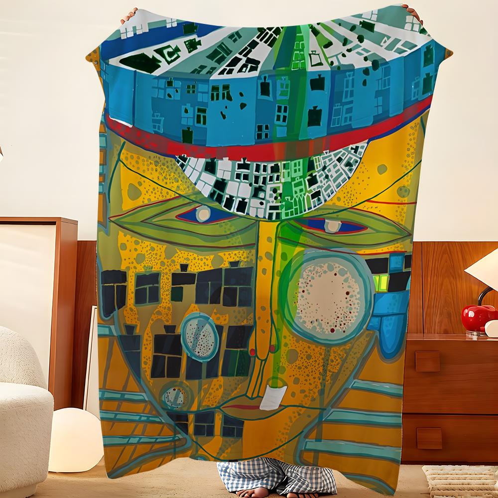 Künstler F-Friedensreich H-Hundertwasser Überwurf Flanell Überwurfdecke, Leicht Gemütlich, Strapazierfähig Waschbar süß Cool