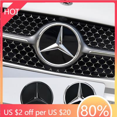 New 2025 Hot 3D Chrome Black Star Logo Car Front Grille Emblem For Mercedes Benz W205 W212 W207 A B C E SLK GLK CLA CLS Viano GL