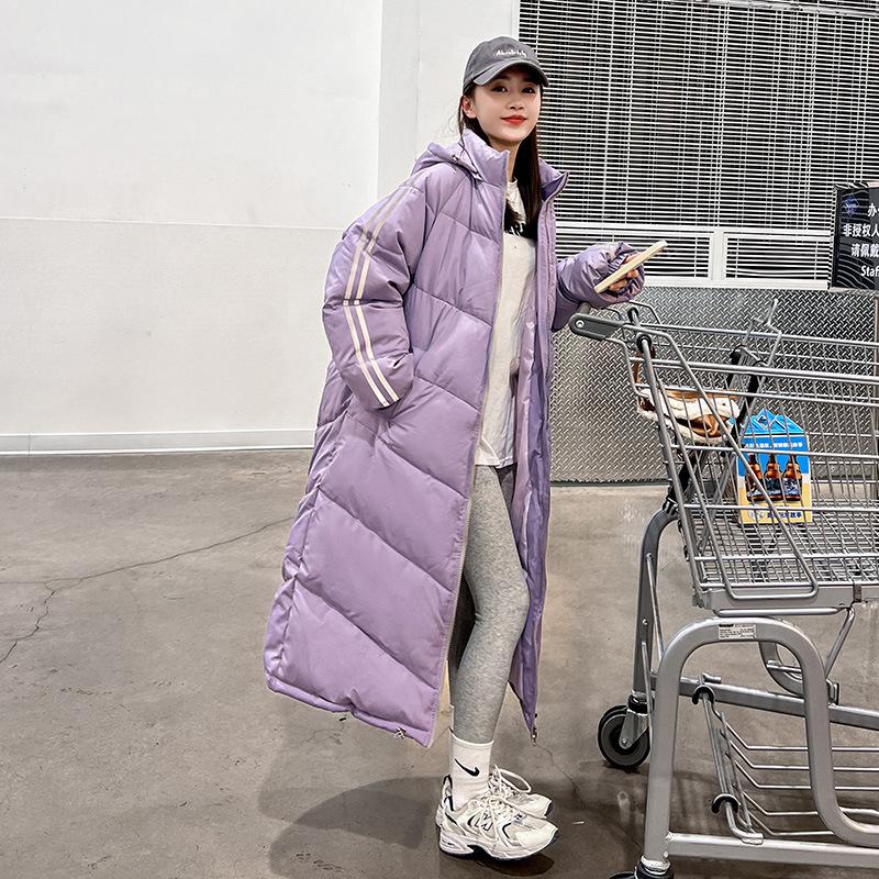 

Женская куртка средней длины с пуховым наполнителем для зимы, новая корейская свободная куртка с хлопковым наполнителем S