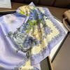 Korean version of idyllic purple spring and summer 71 square scarf silk silk scarf women's sunscreen neck scarf with shirt and bag
