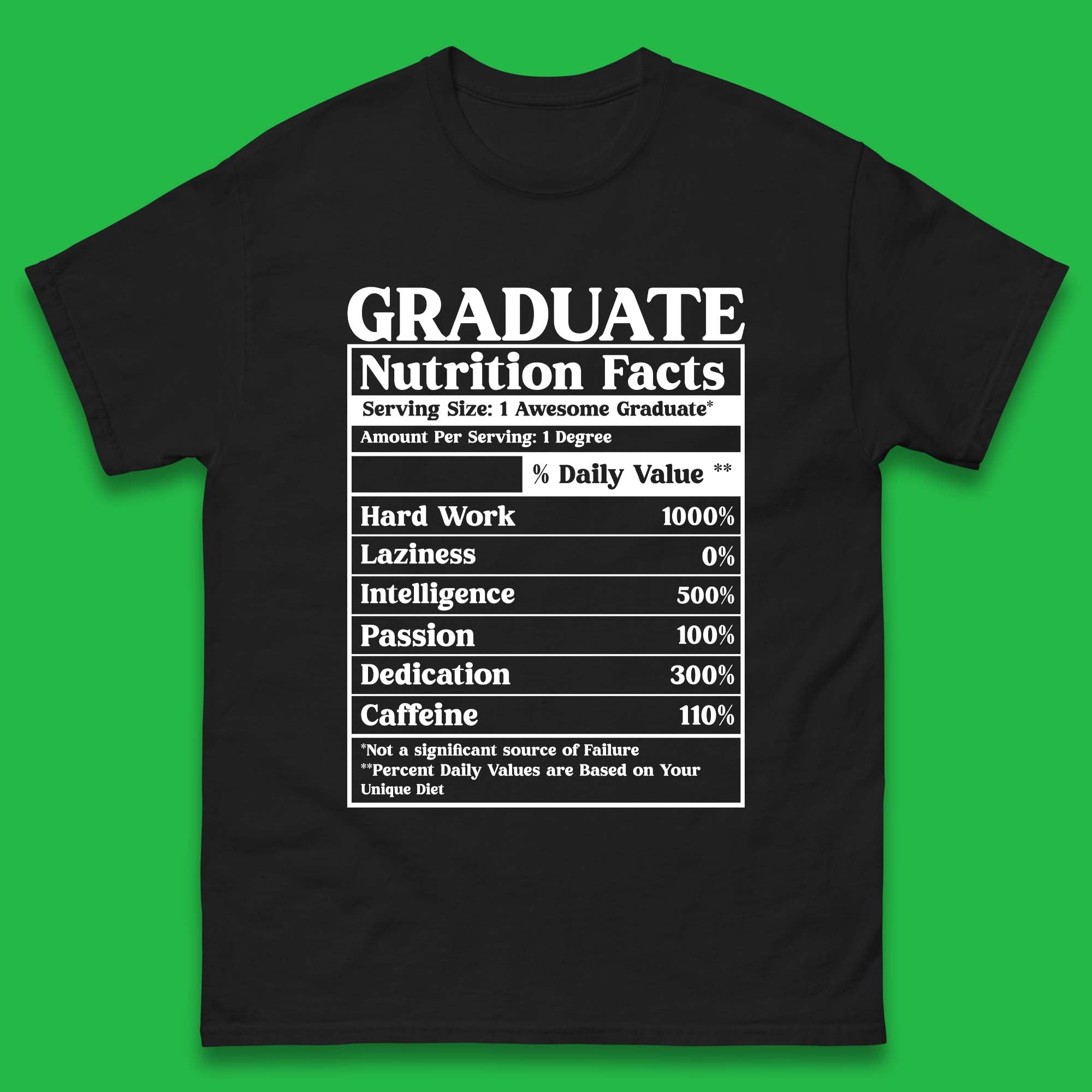 Graduate Nutrition Facts Mens T-Shirt Womens Tops Tees 3XL