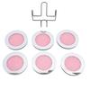 6pcs Glass Mirrored Coasters with Holder Round Drink Coasters for Coffee Table Kitchen Bar Home Decor Tabletop