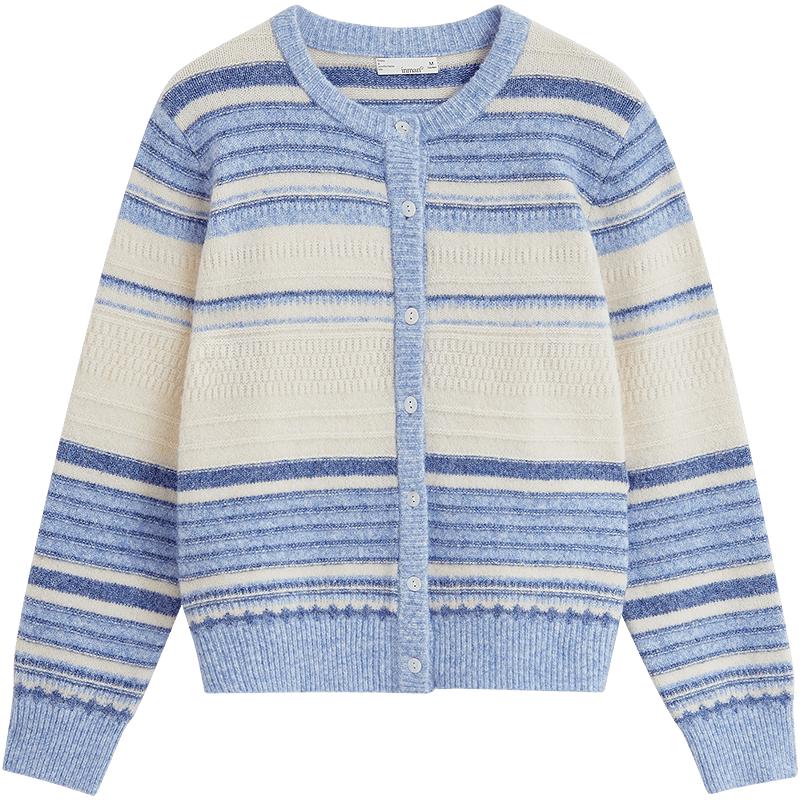 

INMAN Женский трикотажный кардиган с полосатой лоскутной вставкой Осень 2025 M