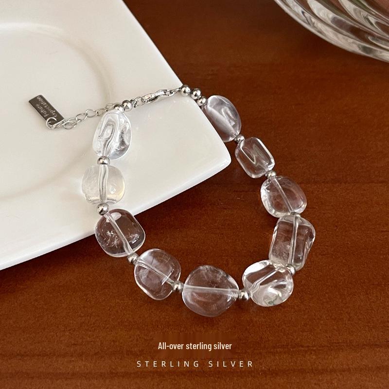 Cuiyan Shijie S925 Silber Koreanisches Oval Weißer Kristall Damenarmband 2025 Trendige Nischen Perlen Schmuck