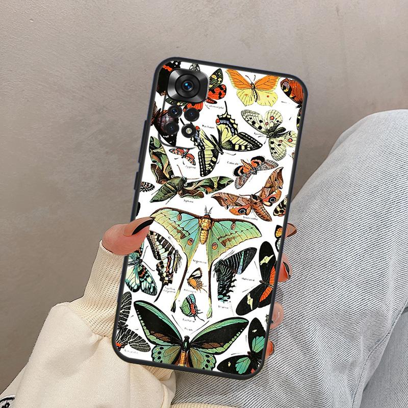 Moths Insects Botanical Butterflies For Xiaomi Redmi Note 13 10 12 11 14 15 Pro Plus Case Cover For Redmi 15 13C 12C 14C 10C 15C