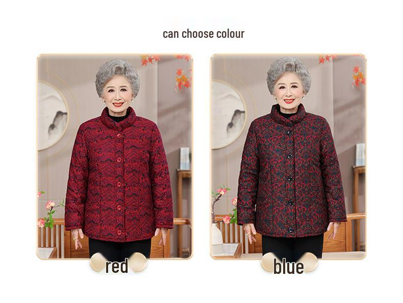 Elderly Women's Thickened Winter Cotton Jacket - Grandma Style