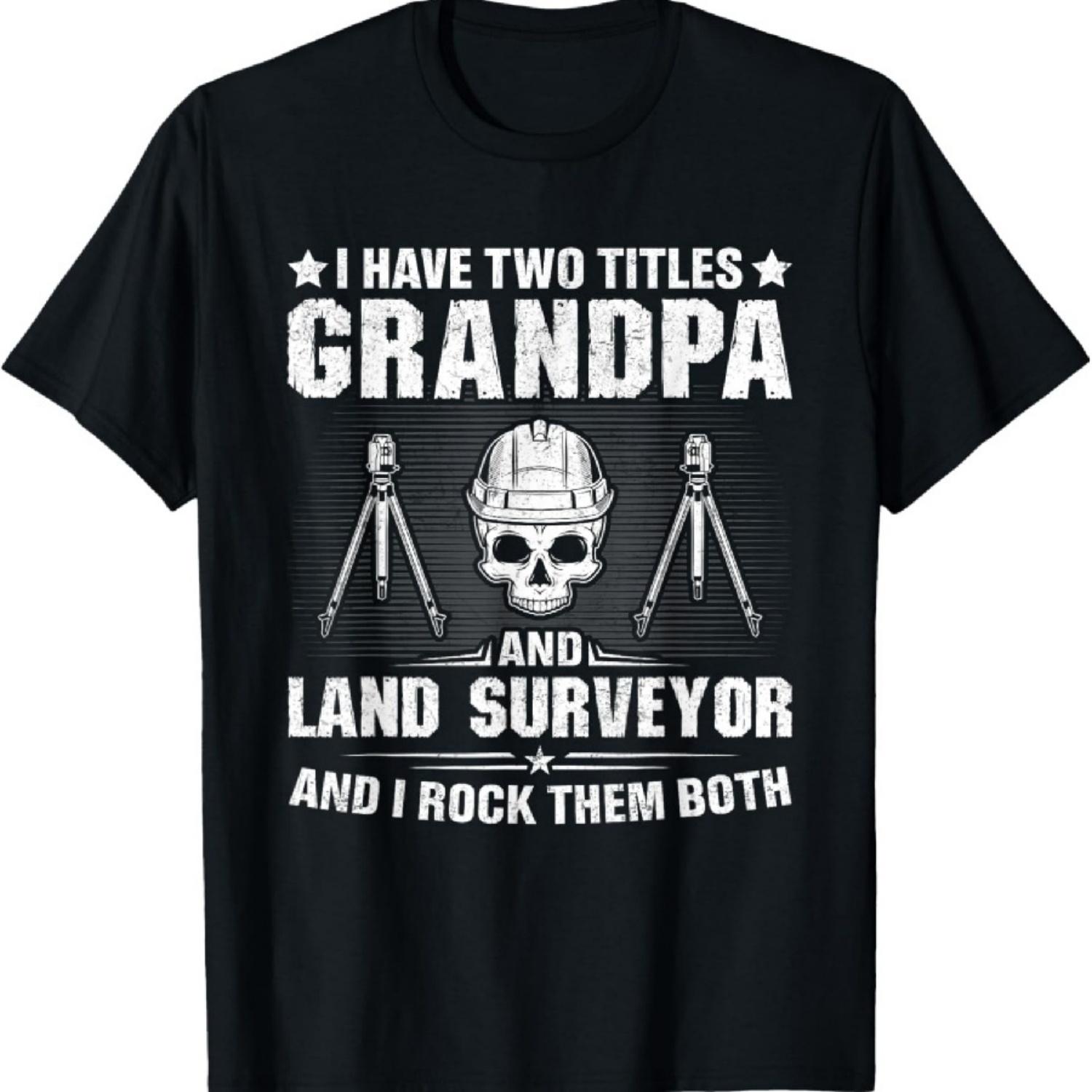 Two Titles Grandpa and Land Surveyor - Topographic Land T-Shirt XXXXXL чёрный