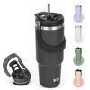 SKIASE Tumbler with Straw, 900ml Water Bottle, Large Capacity Water Bottle, Vacuum Insulated, Keeps Hot or Cold, Wide Mouth, Direct Drinking, with