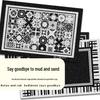 Black Line Flower Tile Doormat - Indoor/Outdoor Entryway Scraper Mat