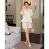Ice silk pajamas women's summer thin sweet style temperament lotus leaf edge short-sleeved suit high-end sense can be worn outside loungewear