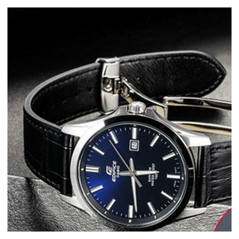 Casio EDIFICE 100 meters waterproof quartz movement leather strap Japanese and Korean watch men's watch blue dial EFB-106L-2AVUPR