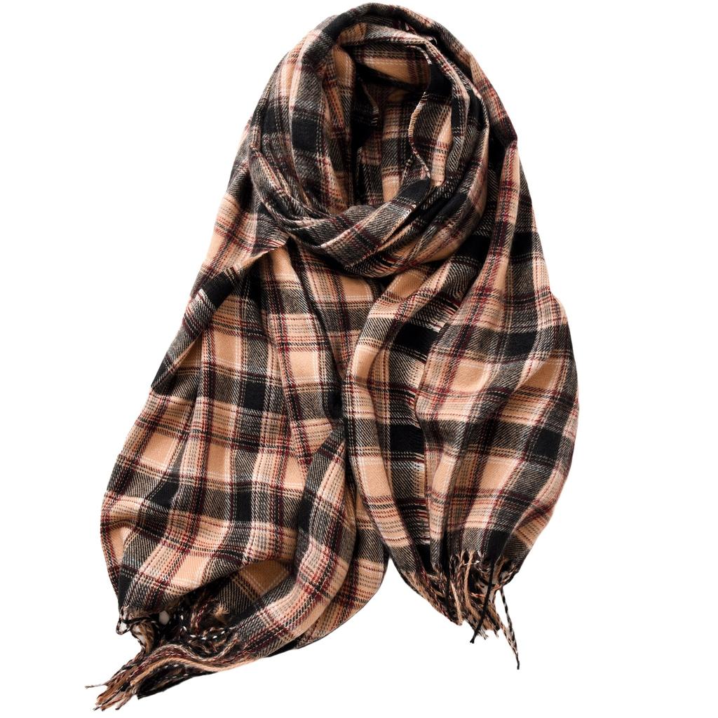 Women's Plaid Scarf, Thickened Winter Wrap Scarf for Cold and Everyday Outfits