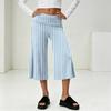 Fashionable Women's Summer Leisure Vacation High Waist Wide Leg Cropped Pants
