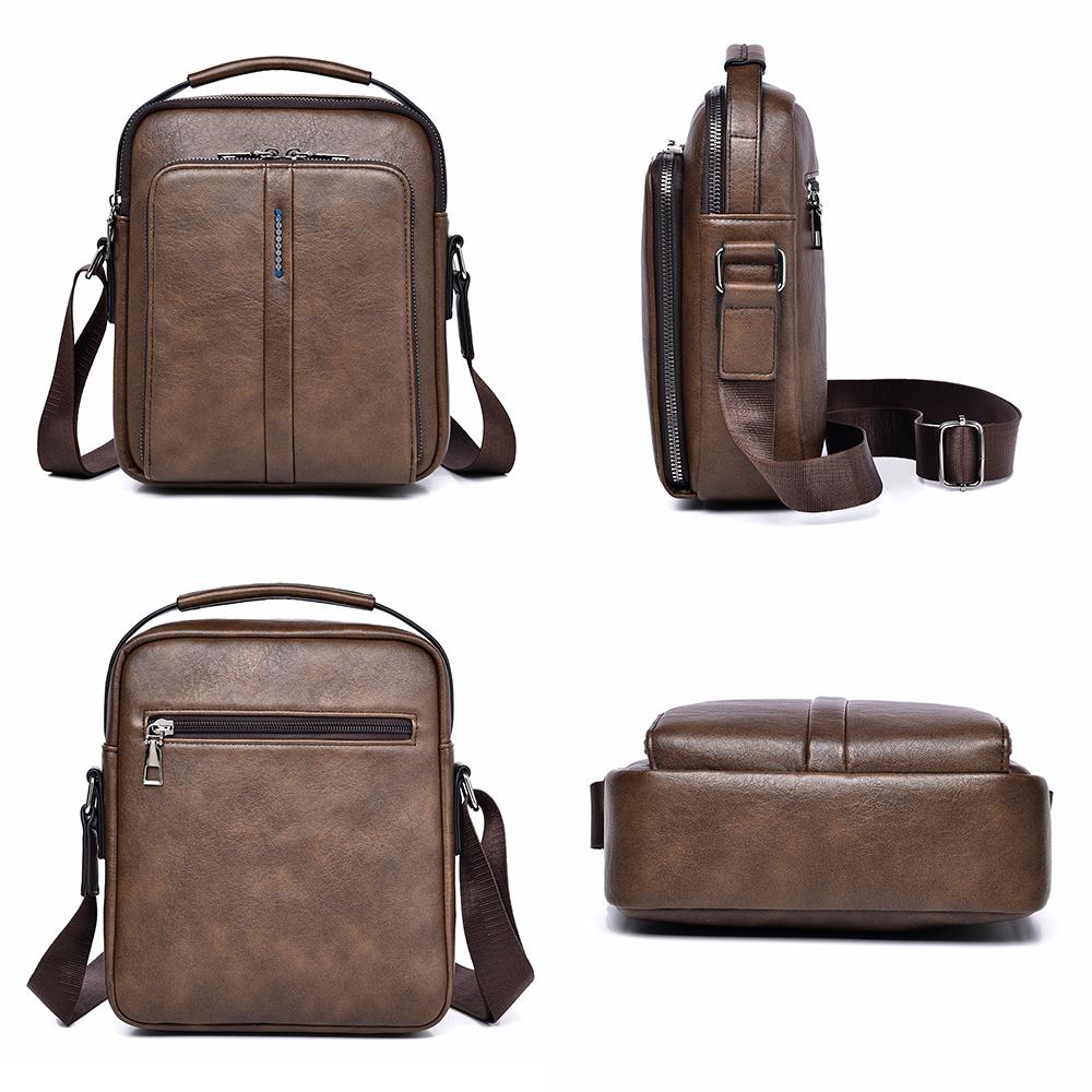 WEIXIER Men's Leather Crossbody Shoulder Bag Waterproof Messenger Sling Satchel Bag for Work Business Travel