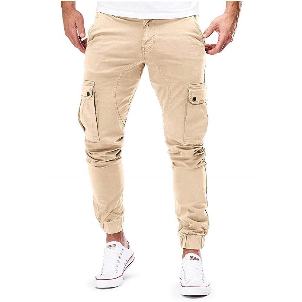 

Men s Military Cargo Jogger Pants with Side Pockets, Slim Fit, Elastic Cuff, 5 Colors M хаки
