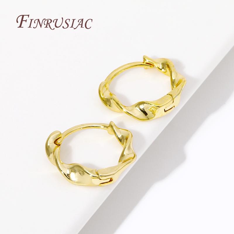 Women's Earring Hoops 18K Gold Plated Round Twist Earring Female Jewelry Accessories Small Ring Earrings