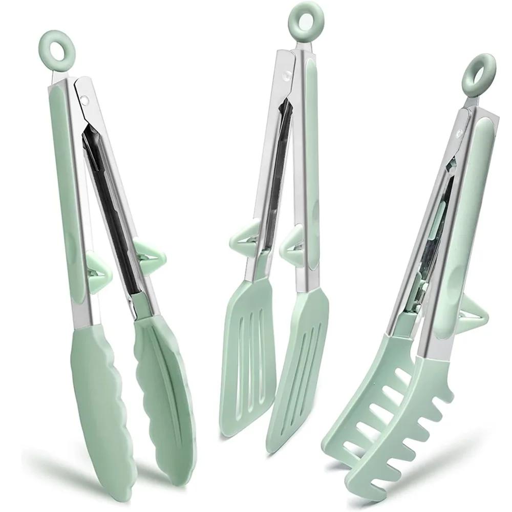 Food Tongs Stainless Steel BBQ Pasta Tongs Steel Handle Lock Design Bread BBQ Tongs Salad Cooking Kitchen To