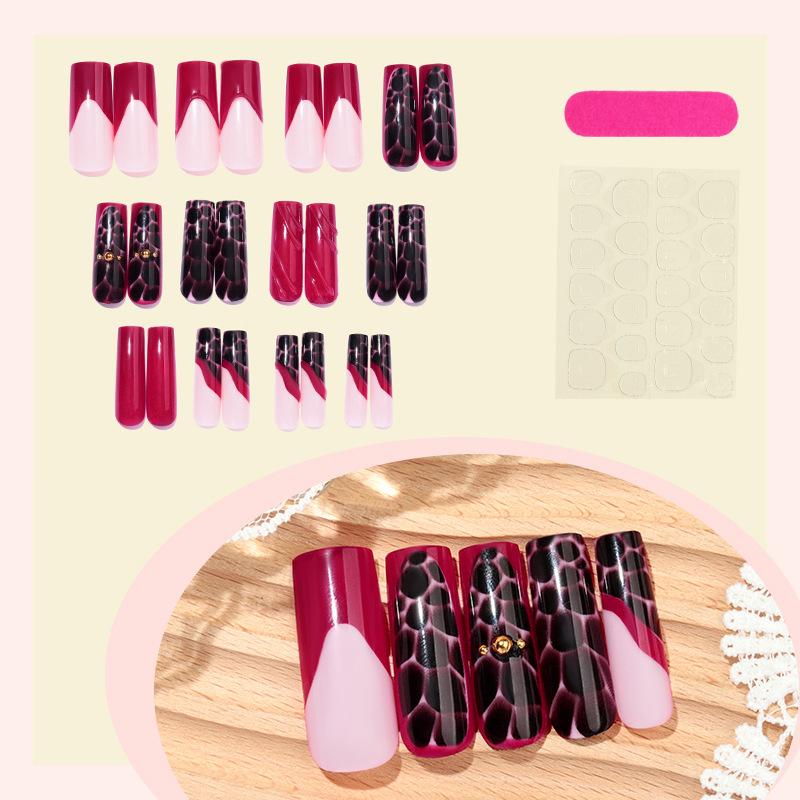 

Накладні нігті Довгі квадратні Накладні нігті Французький кінчик Клей на нігті з дизайнами зі стразами Багаторазові Накладні акрилові нігті Повне покриття Наклейки для нігтів для жінок