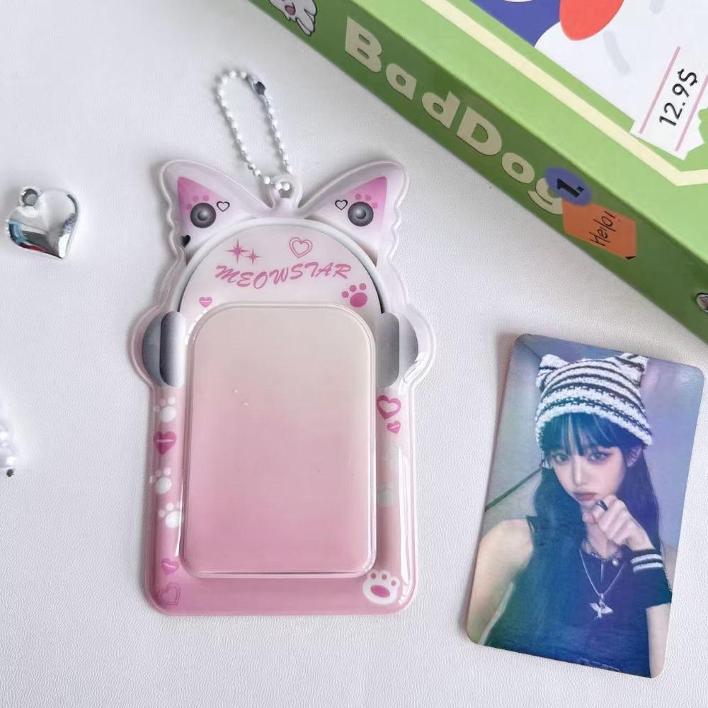 

New 3 Inch Kpop Photocard Holder Headphone Butterfly Picture Display Card Holder PVC Storage Card Case розовый