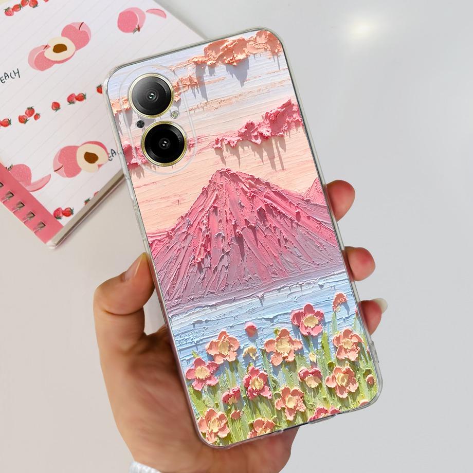 Weiche TPU-Stoßstange Hüllen für Realme C67 4G RMX3890 Rückabdeckung Dünnes Klares Silikon Handyhülle Damen Mode Malerei Funda C 67 4G