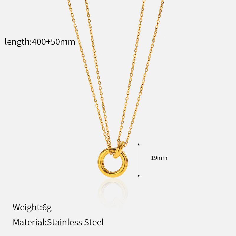 Double Layer Necklace With Circle Heart Starfish Tassel Star Moon Collarbone Chain Gold Jewelry For Women