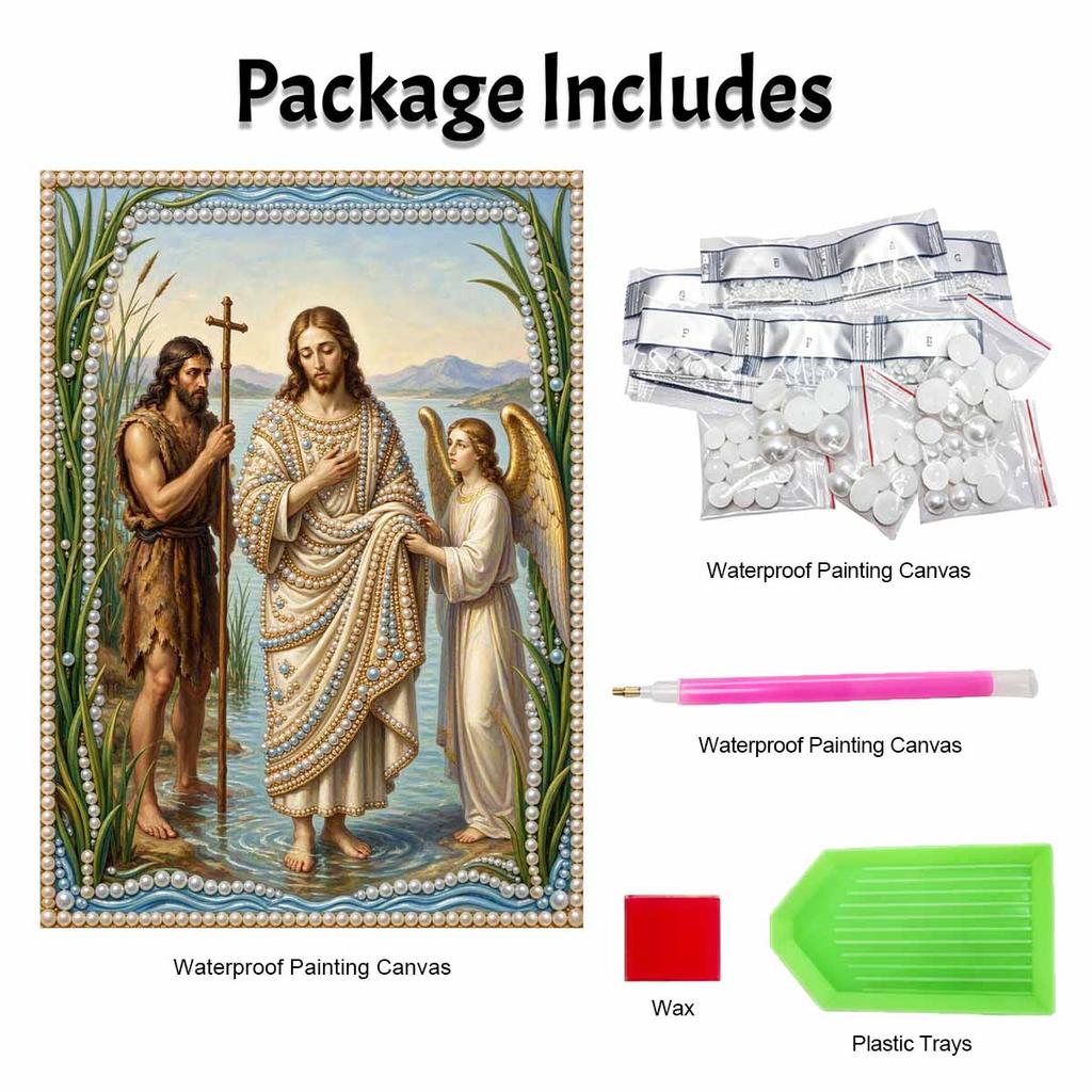 DIY 3D Pearl Diamond Painting Art Set Jesus Baptism Home Decor Art Set Wall Art