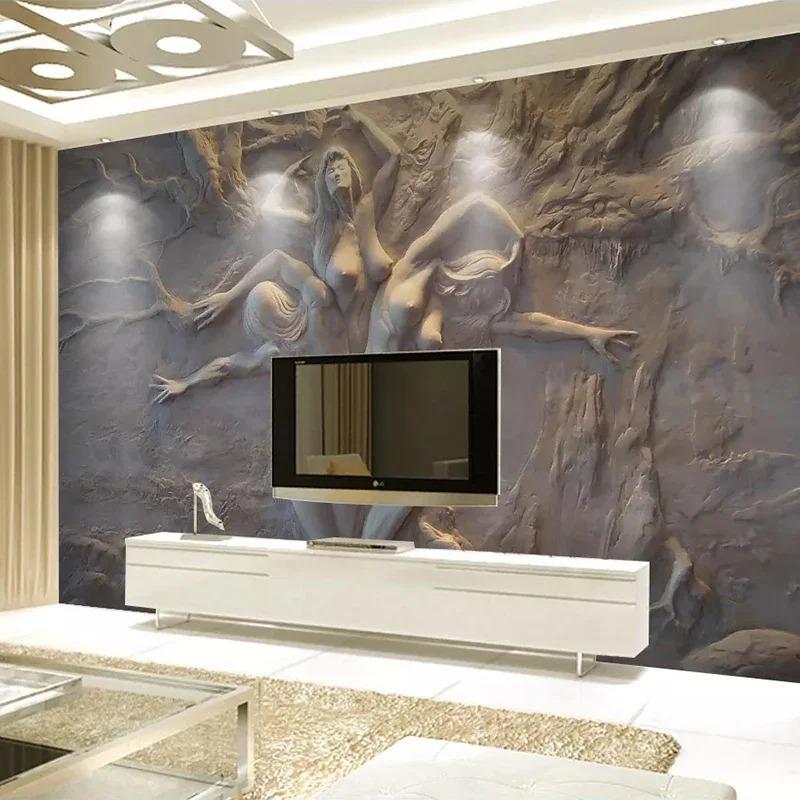Custom Wallpaper Personality European 3D Stereoscopic Embossed Abstract Beauty Body Art Background Wall Painting Living Room Bedroom Mural