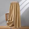 Damen Elastische Kordelzug Taille Weites Bein Hose Locker Neuer Chinesischer Stil Leinen Gerade Bein Sommer Freizeit Hose
