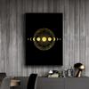 Pintura em Tela Nórdica Boho Preto Dourado Sol Lua Estrela Impressão de Pôster Decoração de Casa Moderna Arte de Parede Abstrata para Decoração de Sala de Estar