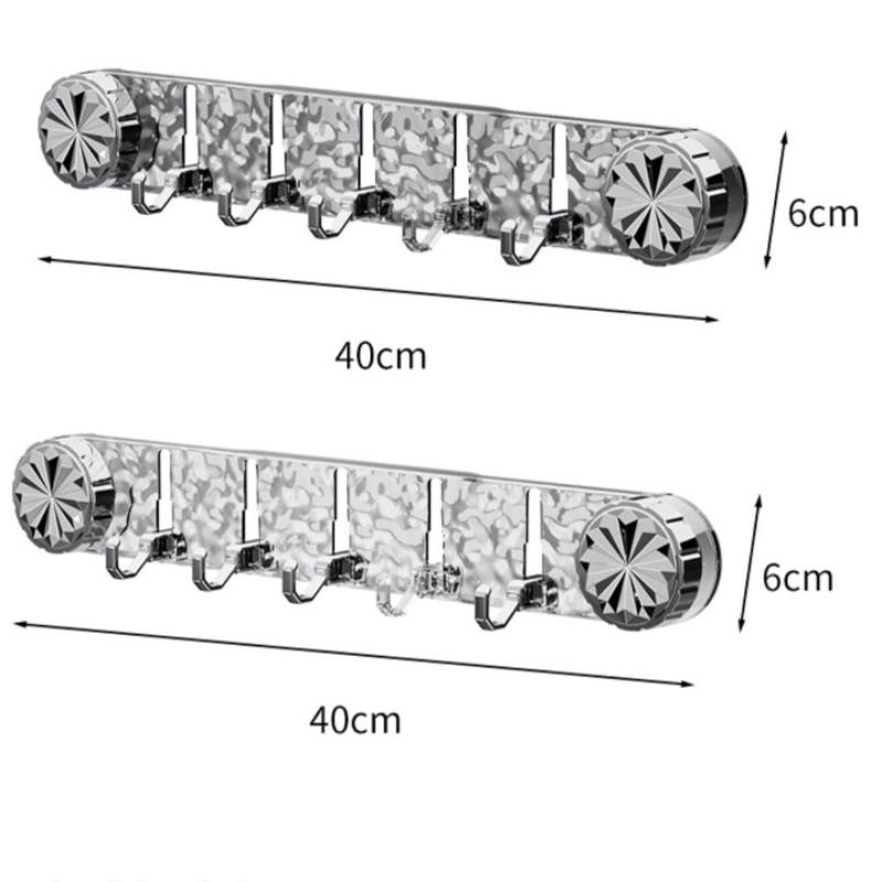5 Hooks Rotating Suction Cup Hooks Hidden Design Transparent Wall Mounted Corrugated Row Hook Waterproof Punch-Free