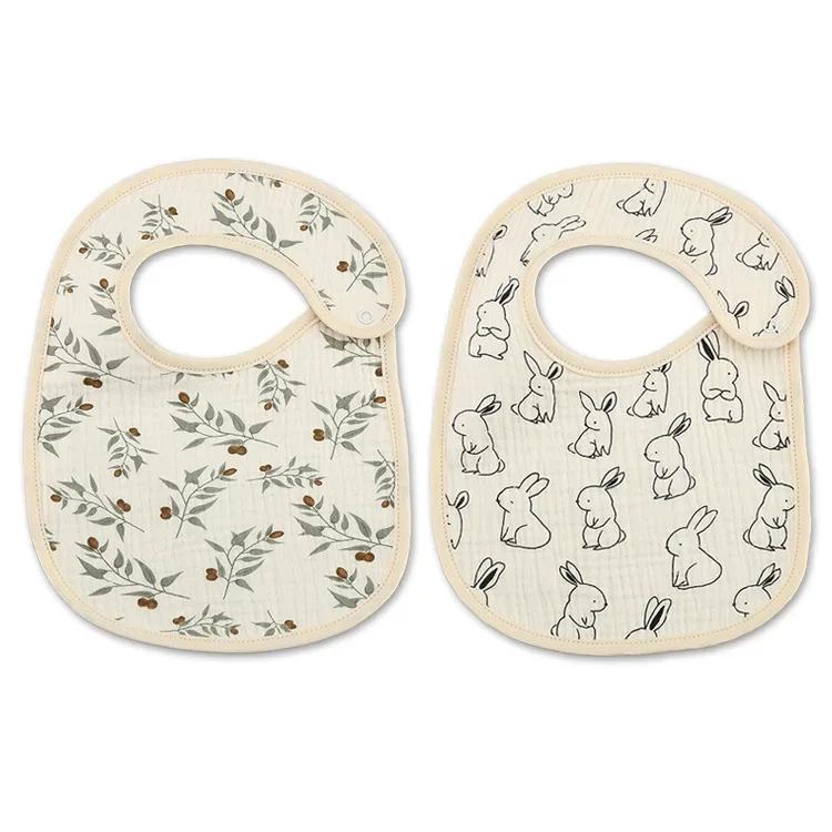 2pcs/set Cotton Baby Bibs Newborn Muslin Burp Cloths Infant Feeding Bib for Kids Boys Girls Soft Saliva Towel Baby Accessories