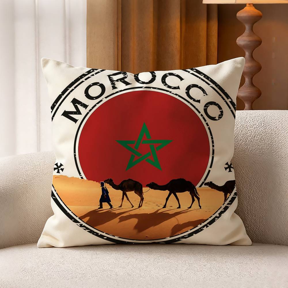 Morocco FFlag Cotton Linen Square Pillow Covers Home Decor Gifts