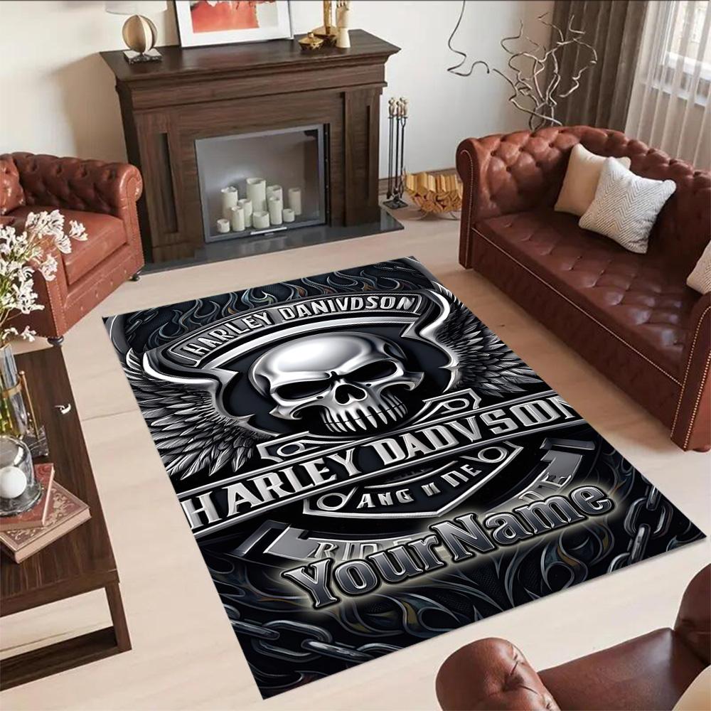 Harley-davidson Motorcycles Customized Name Area Rug Suitable for Living Rooms Bedrooms Balcony Playrooms Antislip Carpet Decorate Offices