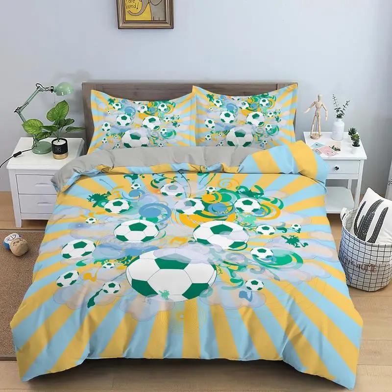 Basketball Football Printed Duvet Cover Set Queen King Size Polyester Comforter Cover Sport Bedding Set For Boys Girls Teen