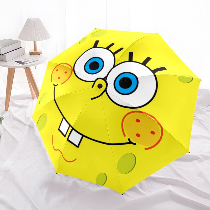 

1pc Happy SpongeBob SquarePants Design Durable Cartoon Folding Umbrella, Portable Compact Umbrella for Men and Women P058