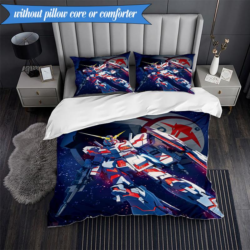 Mecha Armor Robotic Design 3pcs K-pop music group Bedding set,Ideal for Bedroom, Dormitory,Including Duvet Cover And 2pcs Pillowcases,Fan gifts