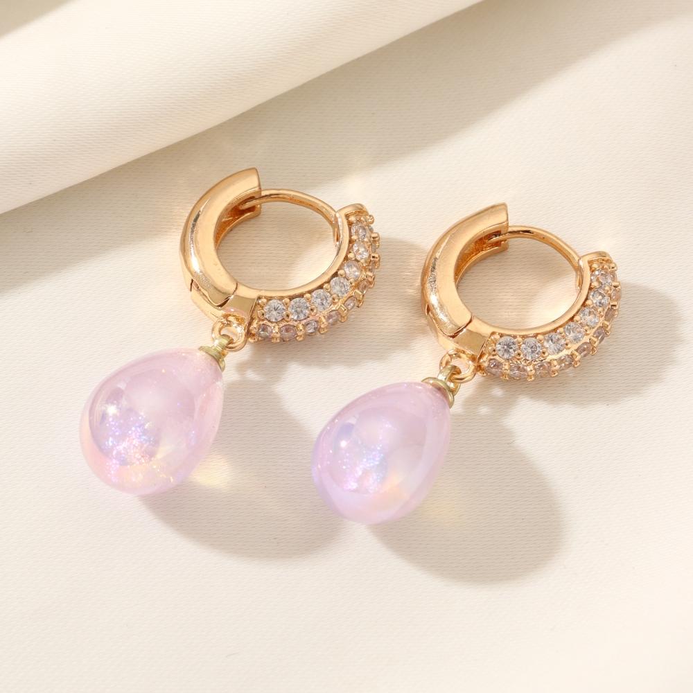 1 Pair Luxurious Water Drop Shape Imitation Pearls Dangle Earrings for Women Cubic Zirconia Jewelry Daily Wedding Party Accessories