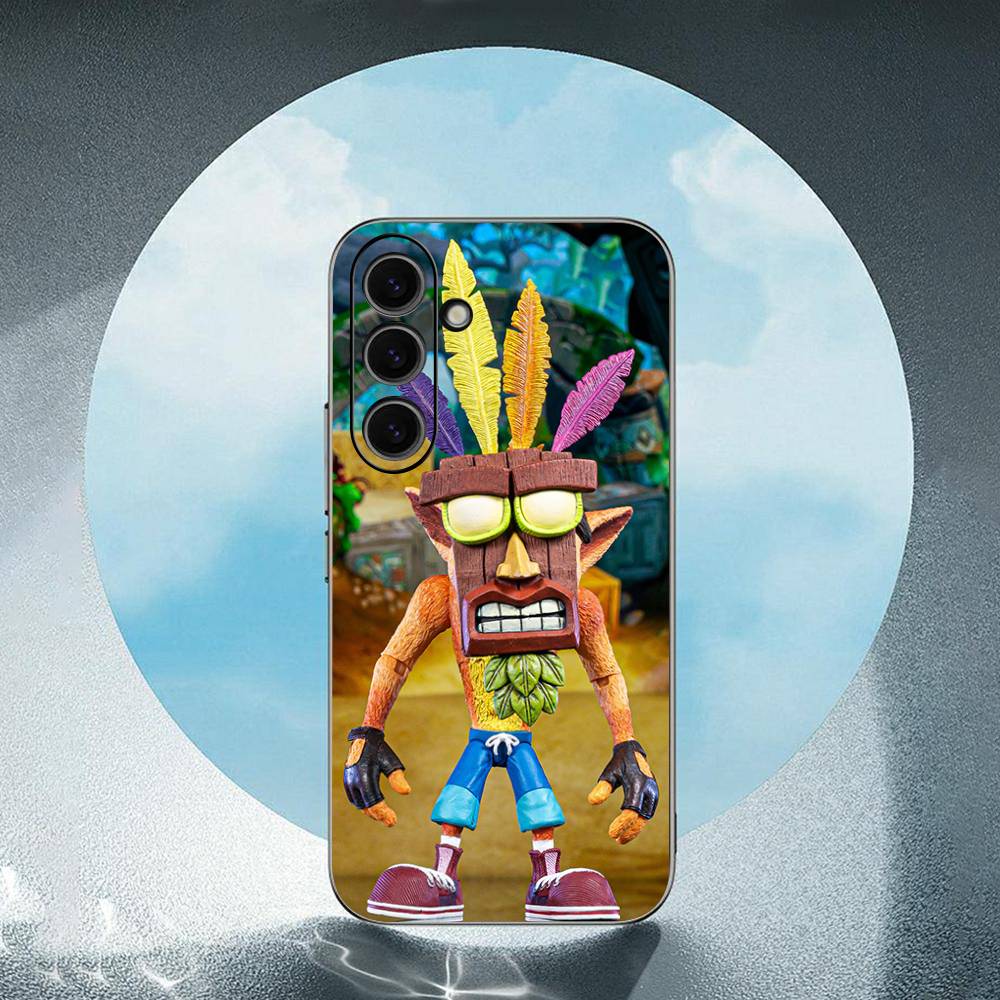 Aku Aku Crash For Samsung Galaxy S25 S24 S23 Ultra S22 S21 Plus S20 Black Soft Silicone Protective Case
