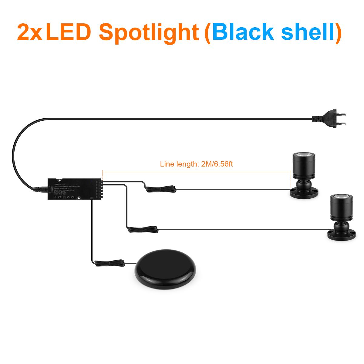 

3W LED Display Collection Cabinet Light Hand Sweep Touch Dimmer Spotligt 12V DC Wood-Penetrating Detection Bulb Lamp -DuPont 2PCS-Black Shell теплый белый