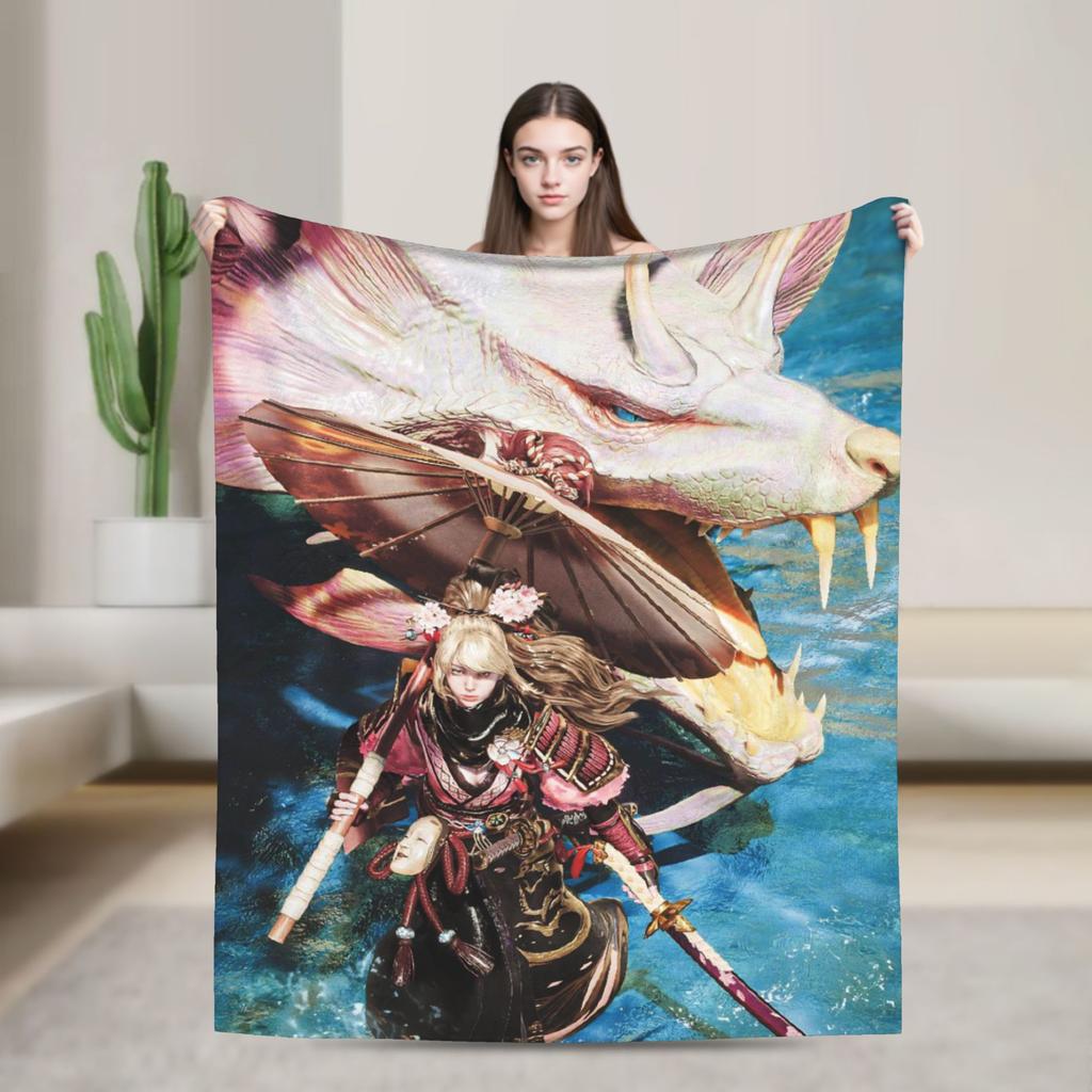 Monster Hunter Wilds Flannel Blanket Winter Soft Durable Throw Blanket for Couch Chair Fashion Bedspread Sofa Bed Cover