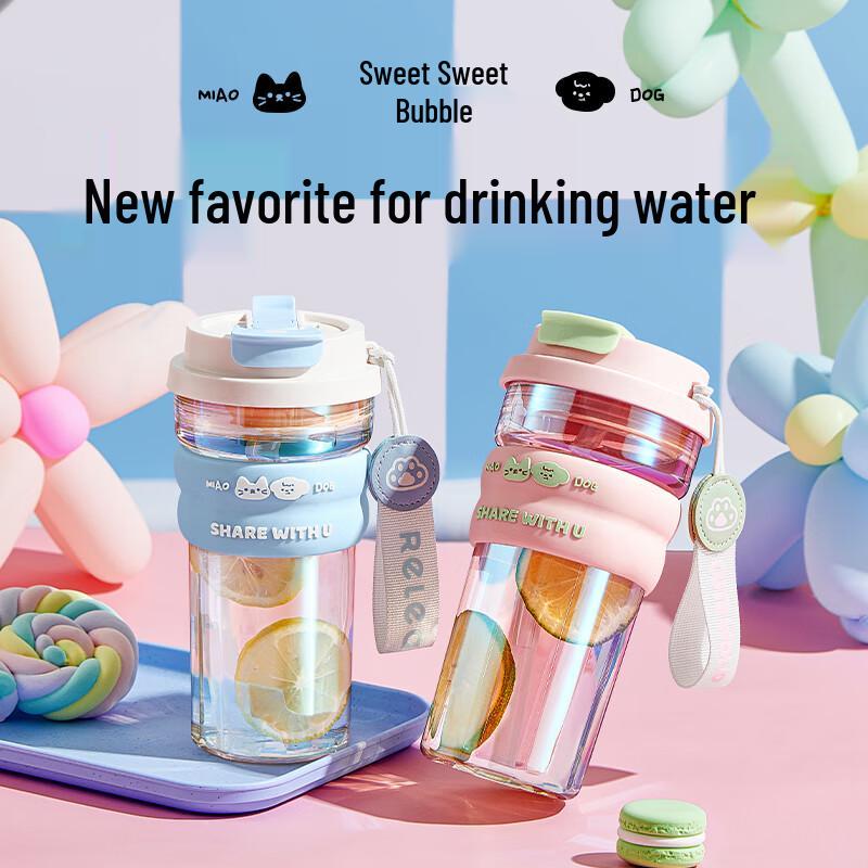 Wushengwu Portable Glass Tea Infuser Water Bottle 550ml