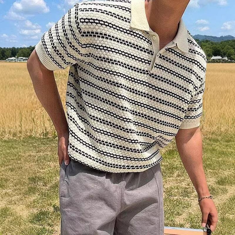 Polo a righe in maglia a maniche corte da uomo