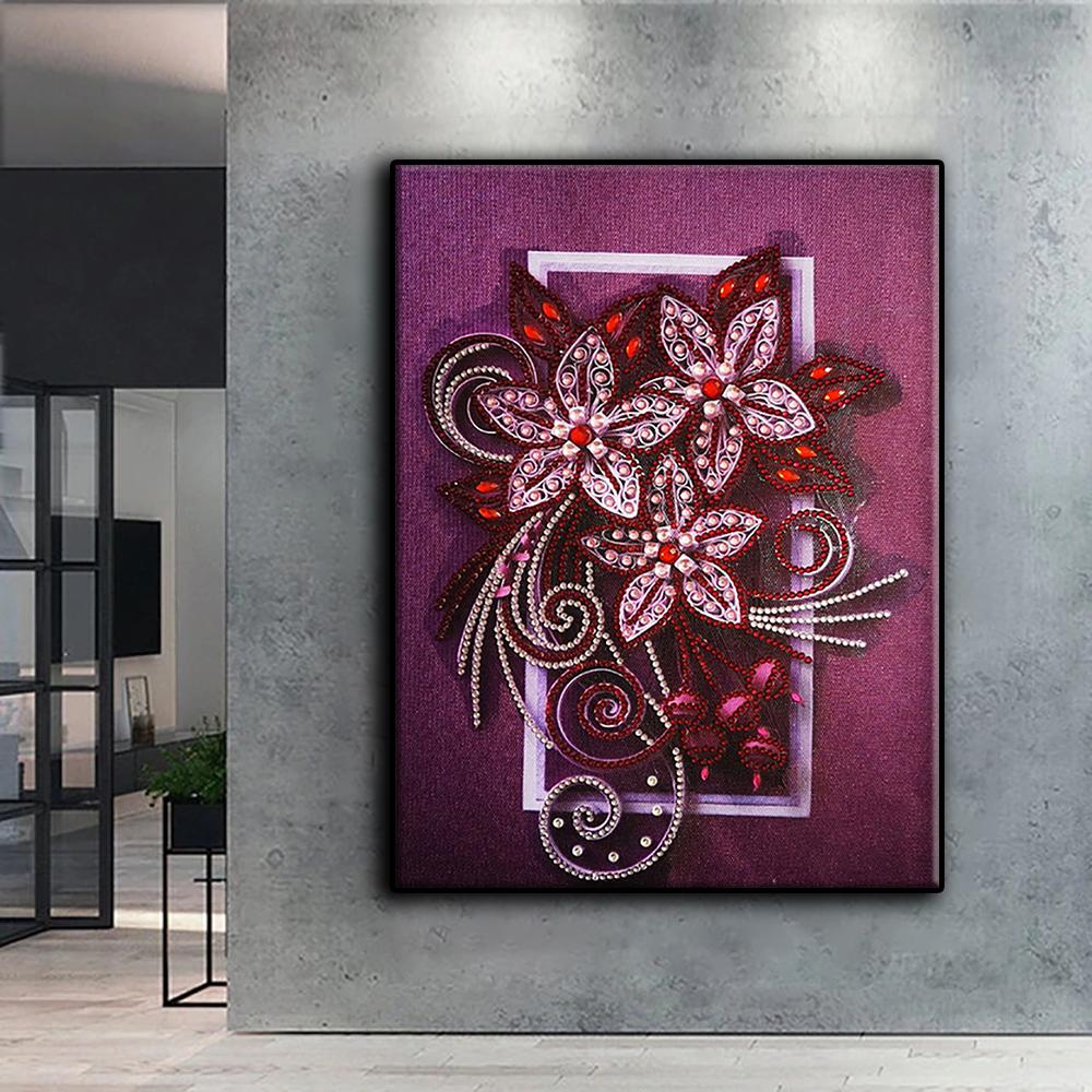 5D Diamantový obraz Plné diamantové květiny Diamantový obraz Ručně vyráběný DIY diamantový mozaikový obraz Domácí dekorace