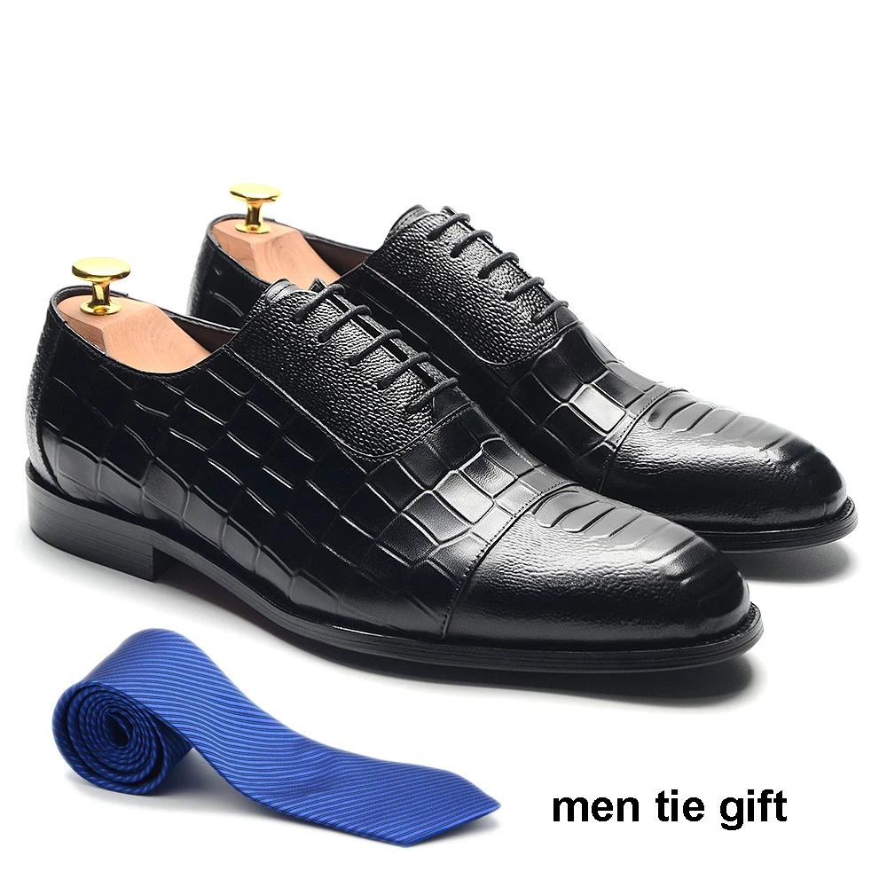 

Черные Коричневые Ботинки Оксфорды из Натуральной Коровьей Кожи на Шнуровке с Мыском для Формальных Мероприятий Свадебной Вечеринки Деловой Обуви Мужские 38 чёрный