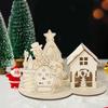 DIY Wooden Christmas House Puzzle Ornament - Festival Party Desktop Decoration for Kids
