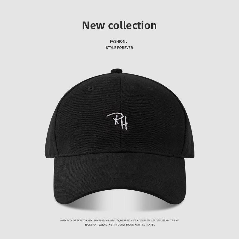 Korean Style RH Letter Embroidery Baseball Cap Simple Versatile Large Head Size Face Slimming Street Fashion Hip Hop Cap