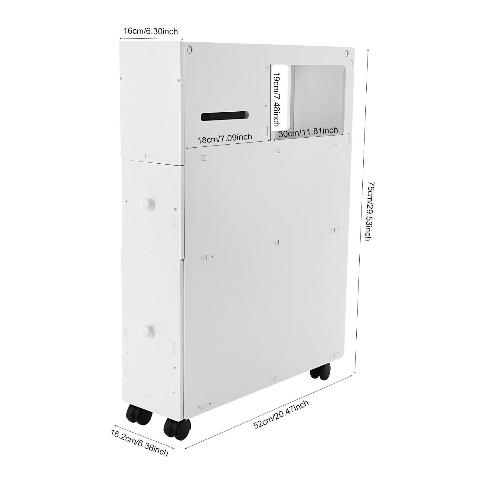 Узкий шкаф для хранения в ванную комнату, 3-ярусный, узкий шкаф с ящиками, отдельностоящий органайзер на колесиках для ванной комнаты